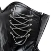 Bustiers & Corsets Women Faux PU Leather Overbust Corset Steampunk Black Top Gothic Sexy Lingerie Waist Trainer Body Shaper CincherBustiers