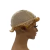 Honey Blonde Cor Short Bob Pixie Cut Wig com Bangs Wave Remy Brasil Human Human Finger Wigs para Machine Black Women Made Made