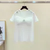 女性のTシャツ弓弓女性サマーファッションショートスリーブバックスプライスメッシュシャツナンシーリムトップホワイト /ブラックTシャツ学生ズPhyl22