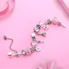 Шармовые браслеты романтическое розовое коронку Сердце Ключ Цветочный браслет