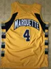 XFLSP 4 John 0 Howard College Marquette Golden Eagles Retro Retrô Basquete Jersey Costurou qualquer número e nome