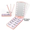 Party Supplies LED Light Makeup Mirror Eyelashes Box White Black Pink Empty False Lashes Storage Case Valentine Day Christmas Gifts for Women