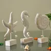 Objets décoratifs Figurines Style méditerranéen artisanat en bois étoile de mer conque hippocampe sculpture sur bois décoration marine pour la maison #WODecorative