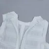 Wysokiej jakości białe rękawowe frędzle puste bodycon rayon bandaż sukienka wieczorna impreza seksowna sukienka 220507