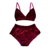 2022 Yoga Outfits Hot sell velvet set vintage fall 2 piece sets velour sexy sleepwear for woman pajamas
