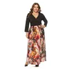 Plus Size Dresses Fashionable Women Dress 5XL Long Sleeve V-neck Printed Festive Party Ladies Boho Summer Vintage Formal Designer OfficePlus