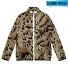 Chaquetas para hombre 1 Estampado de leopardo Chaqueta informal con estampado 3D para jóvenes Calle Hip Hop Otoño Chaqueta con cuello alto para hombre