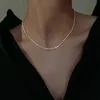 Chaînes Simple Couleur Argent Mince Chaîne Collier Ras Du Cou Pour Femmes Hommes Minimaliste Cuivre Collier En Métal CollierChaînes Godl22