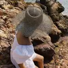 Women Fray Woven Seagrass Boater Hat Casual Sun Beach Caps Wide Brim Summer Hat Unisex Straw Hats for Travel 220607