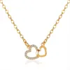 Pendant Necklaces Romantic Double Heart Love Necklace For Women Gold Silver Color Clavicle Chain Valentine's Day Jewelry GiftPendant