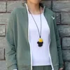 Pendant Necklaces Exaggerated Ebony Resin Atmospheric Sweater Chain Simple Long Necklace Female Personality Jewelry RetroPendant