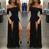 Abiti casual Donna Sexy Solid Off Dovrebbe senza spalline Maxi Prom Split Dress Party Evening Club Lungo pavimento-lunghezza Kleid Robe Femme