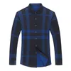 Haute qualité hommes chemises Slim Fit robe en soie chemise printemps à manches longues chemises à carreaux décontractées Camisa Masculina C728 220812