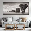 Moderne weiße schwarze Tiere Poster und Drucke Wand Kunst Leinwand Malerei afrikanische Elefanten Bilder für Wohnzimmer Cuadros Dekor