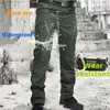 Тактические штаны Мужчины Упругие наружные военные армейские брюки мульти-карманные водонепроницаемые износостойкие повседневные Cargo 220323