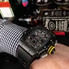 時計腕時計デザイナーラグジュアリーメンズ機械時計リチャミルズRM011-03完全自動ムーブメントサファイアミラーラバーウォッチバンドEB