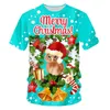 Mens Christmas T -shirt 3d tryckt härlig uggla klädkläder man avslappnad o nacke tshirt 220623