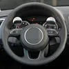 Capa do volante de carro antiderrapante Couro genuíno de fibra de carbono preto para Audi Q3 (8U) Q5 (8R) Q7 (4L) SQ5 (8R) 2013-2017