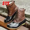 STS Womens Boots Lady Duck Boot With Waterproof Zipper Rubber Sole Women Rain Boots Lace Up Ankle Shoes Fur Winter Women Shoes 201106