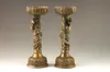 Figurines d'objets décoratifs 17.8 Cm */chinois fait à la main, paire de chandeliers en Bronze Dragon et phénix, artisanat en métal