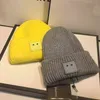 New Design Ac Brand Women Winter Knit Hats Autumer Smiling Face Caps For Female Men Elastic Caps J220722