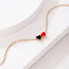 Bohème plein strass coloré Dirpping huile coeur cheville pour les femmes 1 pièces/ensemble chaîne de pied été bijoux accessoires