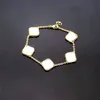 14K Gold Bracelet Four Leaf Clover Czarna biała zielona zielona matka Pearl Pięć kwiatów Bracelets Designer Biżuteria dla kobiet2847707