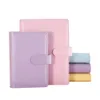 Macaron Color A5 A6 6 Ring Binder Pu Clip-On Notebook Leather Loose Leaf Notebook Cover Notebooks Journal Kawaii Stationery Sxjun8