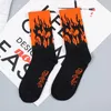 Men's Socks Pair Men Fashion Hip Hop Hit Color On Fire Crew Red Flame Blaze Power Torch Warmth Street Skateboard Cotton SocksMen's Men'sMen'