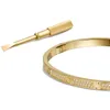 Joyería de lujo brazalete delgado pulsera de oro 18k para mujeres con destornillador diamante rosa platino platino robles diseñador para mujer de 3.65 mm pulseras