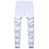 Straight Hole Destruction Trousers Distressed Jeans Men Denim Fashion Designer Brand White Pants Male Large Size 220328