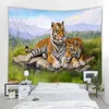 Natur Landschaft Wandteppich Wald Tier Tiger Löwe Foto Hippie Tapiz Wandteppich Boho Dekor Home Raumdekoration Decke J220804