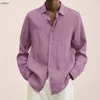 Mäns casual skjortor linskjortor för män kläder kemis homme camisas de hombre camisa maskulina ropa hombre blusas vintage roupas maskulinas skjorta 230206