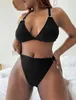 2022 Plus Size Sexy Ribbed Ring 4xLBikinis Swimsuit Women Push Up Swimwear Solid Bikini Set Summer Beach Brazil Biquini Large Size Bathing Suit