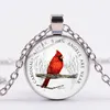 Collana cardinale pappagallo rosso uccello il mio angelo il tuo nome citazione della Bibbia immagine artistica ciondolo in vetro ricordo di qualcuno regalo gioielli