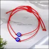 Bracelets de charme Jóias Red Black String Protection Luck AMET Bracelete com Cart