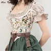 Sexig designer Vintage Print Halter Topps Women Chic Bandage Floral Corset Shirts Female High Street Party Club Ladies Top 220628