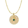 Gold Metal Coin Stone Pendant Necklace For Women Men Girl Boy Healing Chakra Malachite Gemstone Yoga Charms Choker Jewelry