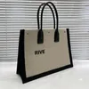 Rive Gauche Tote Shoppingväska Kvinnor Canvas Handväska Axelväskor Handtag av äkta läder Snap-stängning Modebrev Stor kapacitet Ficka Sommar Strandväskor