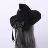 Cappello da strega nero Accessori per costumi di Halloween Cappelli da mago mascherato Cappello da ragazza magica gotica Cosplay Decorazioni per feste Abbigliamento per la testa