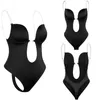 Women's Shapers Women Bodysuit Shapewear Deep V-Neck Body Shaper Backless U Plunge Thong Evening Dress Clear Strap Padded Push Up CorsetWome