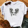 Papillon Dog Golden Retriever Mujer Camisetas White Top T Shirts Summer Eesthetics Graphic Short Sleeve T Shirt Polyester Tshirt 220628