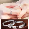 Forme de coeur Cristal Taille réglable Couple Anneaux 2022 Classique Cuivre Plaqué Platine Amant Hommes Femmes Bague de Fiançailles Mariage Saint Valentin Cadeau Accessoire