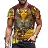 メンズTシャツ2022ファッションレトロスタイルTシャツエジプトの要素3D印刷カジュアル通気性の男性と女性面白い半袖