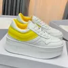 Womens new white shoes round toe design luxury retro feeling casual all-match ladies shoes simple and generous 5cm super thick sole