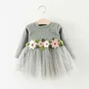 Vêtements filles enfant en bas âge bébé coton à manches longues couleur couture robe princesse filles robe à fleurs