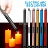 Kitchen Lighter Windproof Flameless Electric Arc BBQ Candle Igniter Plasma Ignition For Outdoor Candles Gas Stove USB Rechargeable Lighter with Safe Button EE