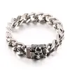 Link Chain Cuban 316 Stainless Steel Bracelet Skull Ghost Head Halloween JewelryLink