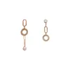 Asymmetrisk koreansk stil lång örhänge ihålig cirkel diamant guld pärla pendantes dangle örhängen för kvinna smycken