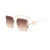 Klassisk Rimless Square Solglasögon för Kvinnor Lyxkvinna Designer Solglasögon Mode UV400 Skyddsgradientlinser